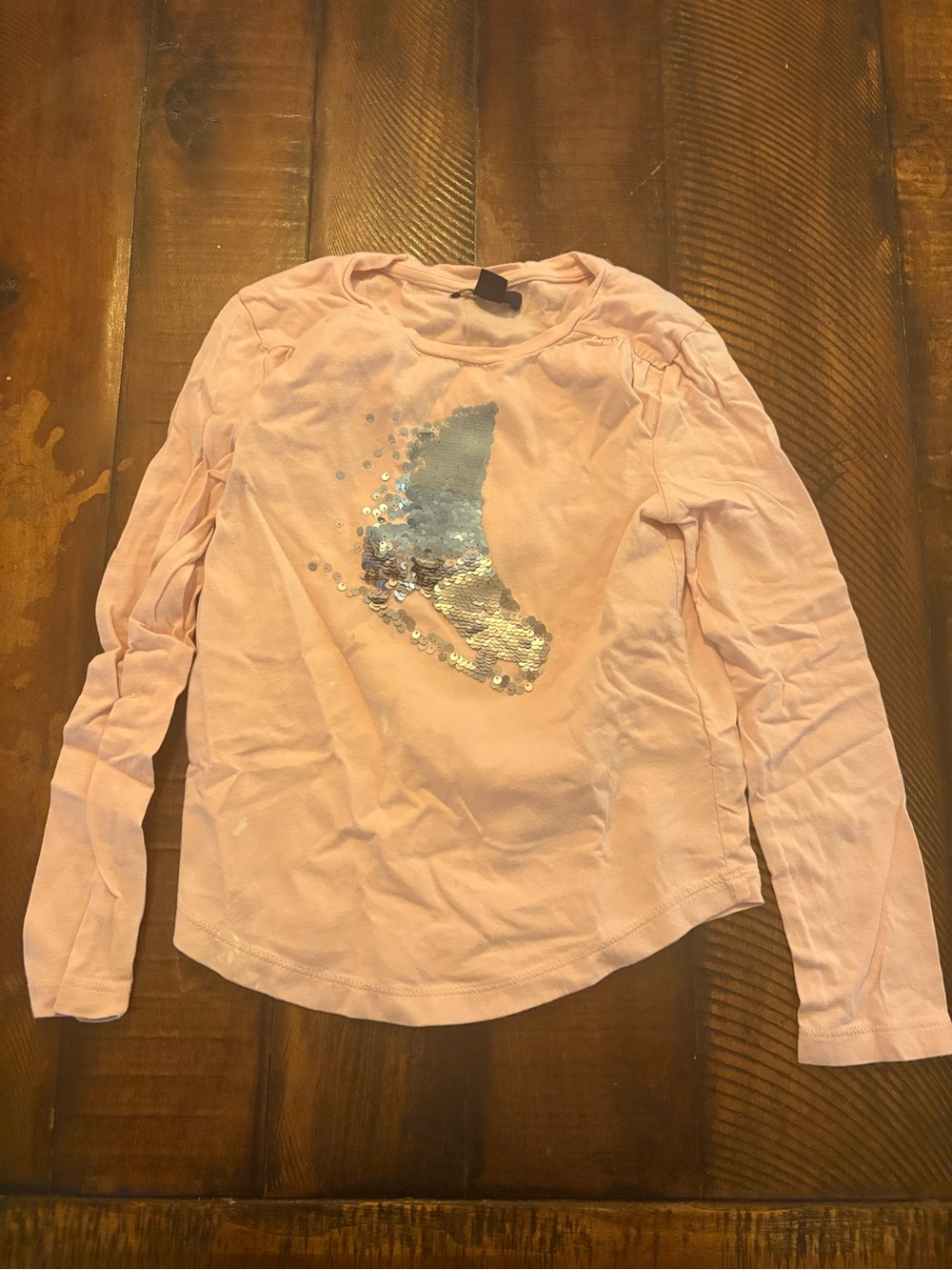 GAP Light Pink Long Sleeve Top with Reversible Sequin Skate